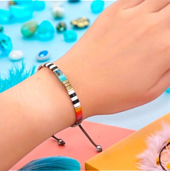Handmade Tila Bead Bracelet | Boho Chic Adjustable Stacking Trendy Jewelry✨ - Picture 5 of 13